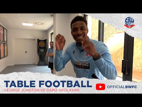 TABLE FOOTBALL | George Johnston takes on Dapo Afolayan at table football in Portugal