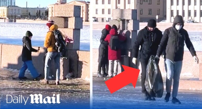 Alexei Navalny supporters put new flowers on memorial seconds after old ones removed