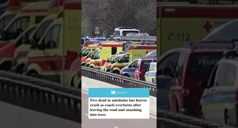 Five dead as coach overturns and smashes into trees in horror crash in Germany