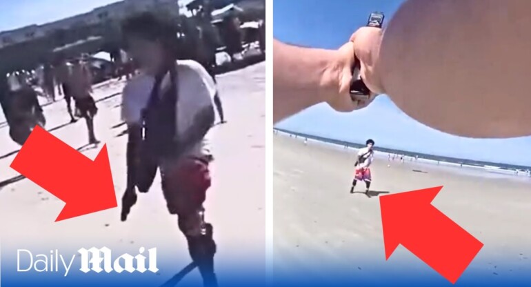 Teen armed with pistol brawls with four individuals on packed Florida beach in front of police