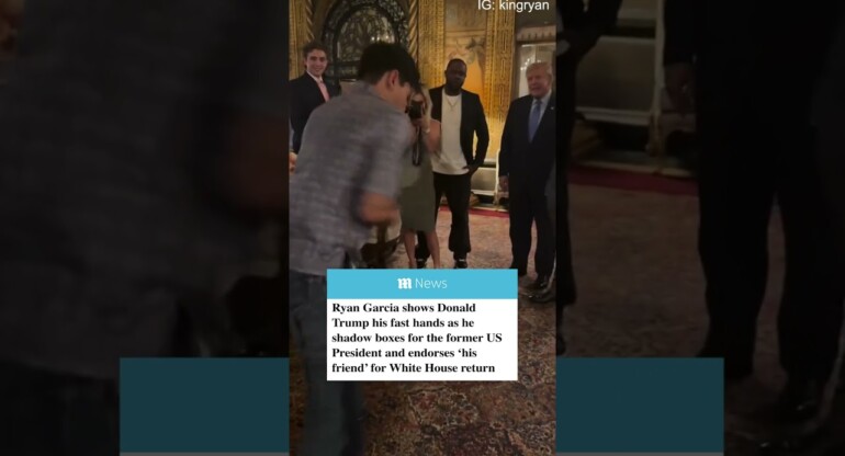 Boxing star Ryan Garcia showed off his shadowboxing skills infront of Former president Donald Trump