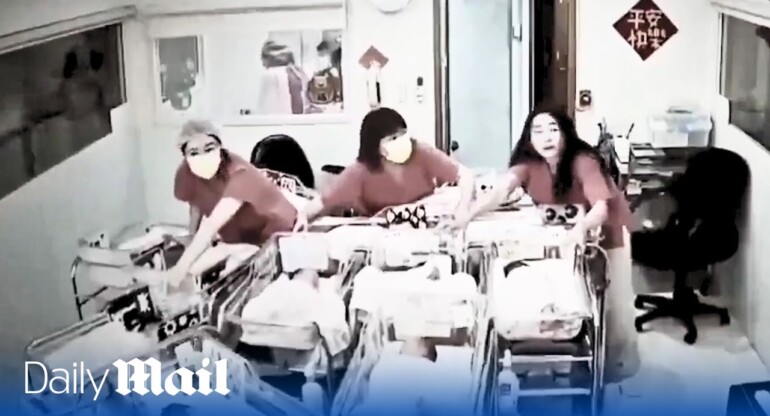 Taiwan earthquake: Brave nurses risk their lives to protect newborn babies during terrifying tremor