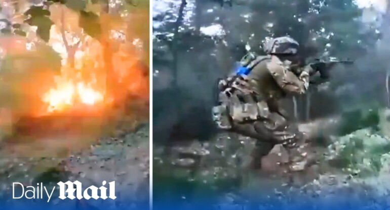 Ukrainian marines ambushed a Russian outpost on the left bank of the Dnipro River near Krynky.