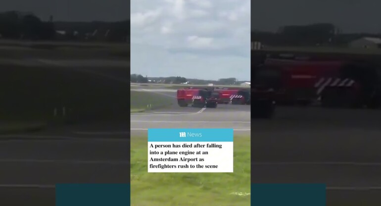 A person has died after falling into a plane engine at an Amsterdam airport