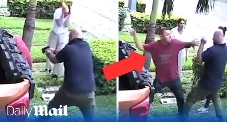 Shocking moment man shoots neighbour 14 times in front of wives during feud over water sprinkler