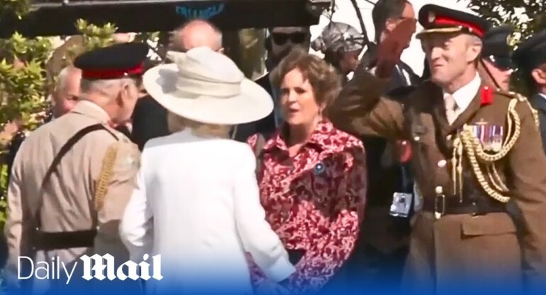 King Charles and Queen Camilla arrive at British Normandy Memorial