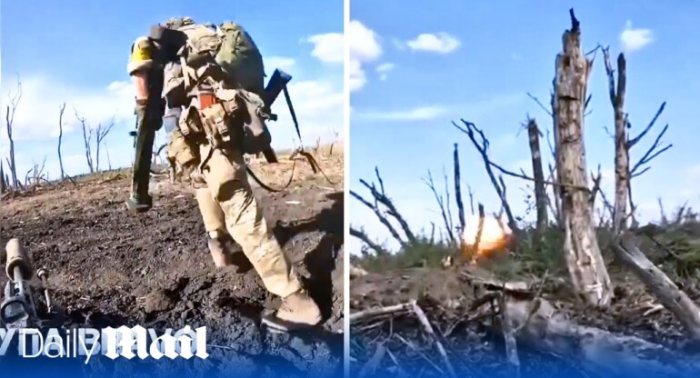 Ukraine's International Legion storm Russian trench with heavy gunfire forcing enemy troops to flee