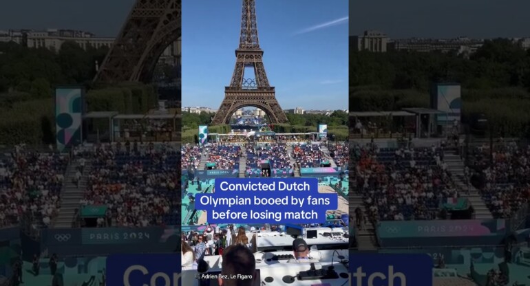 Convicted Dutch Olympian booed by fans before losing match