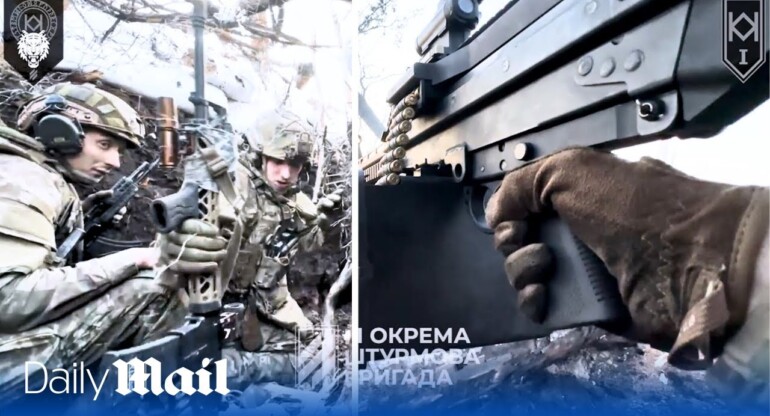 Machine gunner from 3rd Assault Brigade attacks Russian dugout in Kharkiv