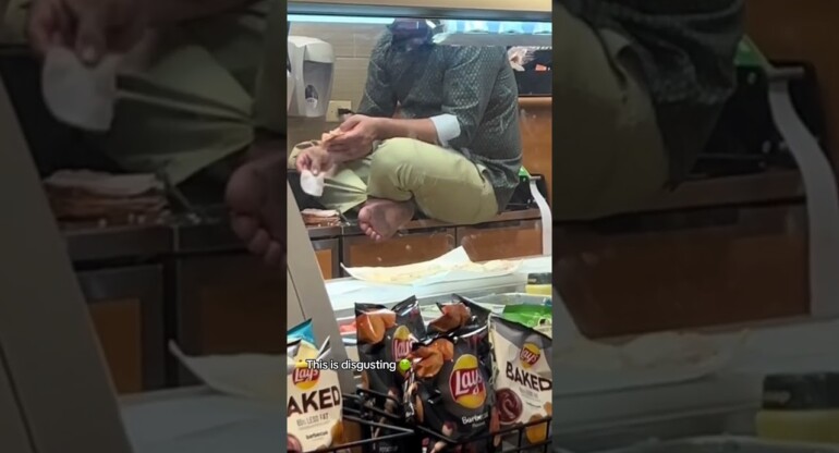 Viral video shows Chicago Subway employee sitting on food prep counter with DIRTY BARE FEET