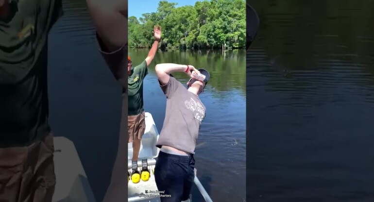 Shocking moment Louisiana boys crack beer open with an alligator