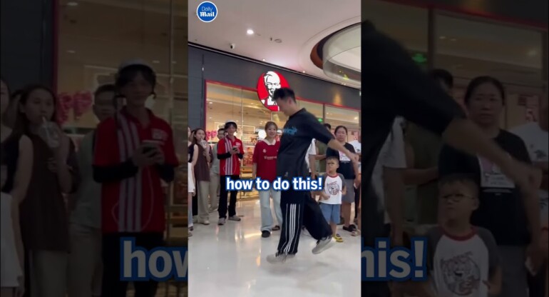 Dance teacher wows crowds with unique air-stepping moves