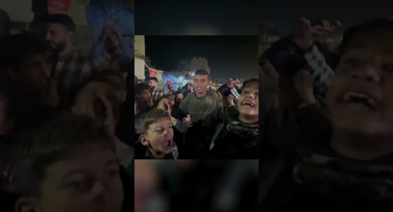 People in Gaza celebrate ceasefire between Israel and Hamas
