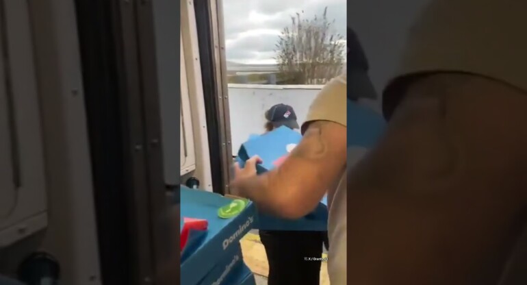 Domino's train delivery for hungry stag do 🤣
