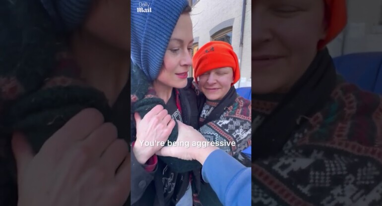 Homeless woman gets aggressive with journalists