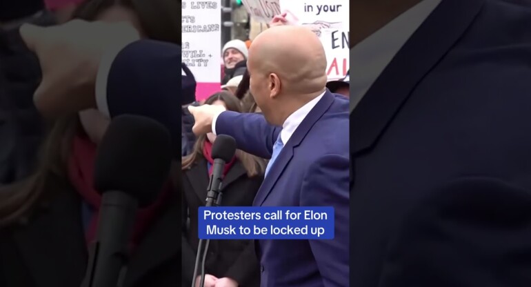 Protestors call for Elon Musk to be locked up